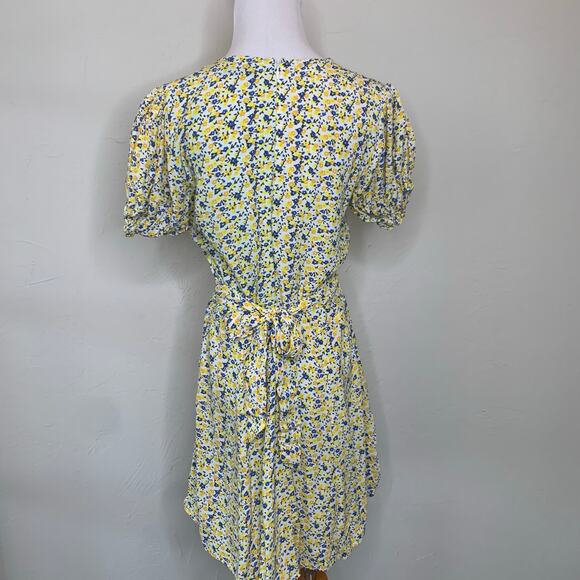Faithfull The Brand Yellow Floral Mini Dress Medium - Picture 2 of 10